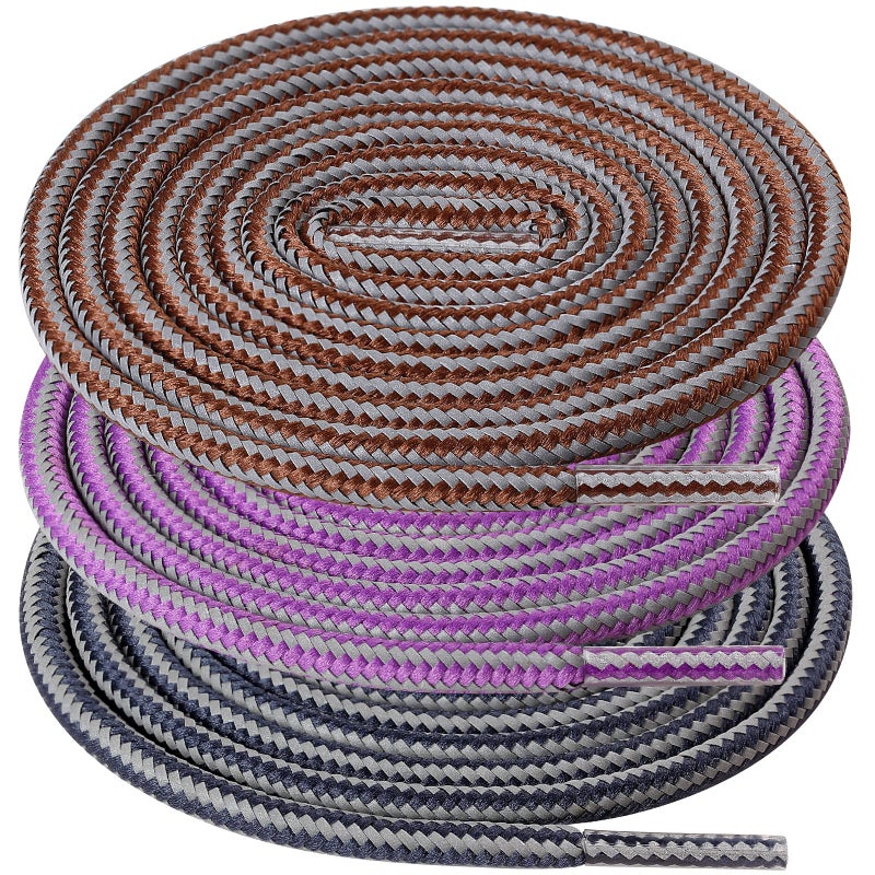 UpUGo 3 Pair Boot Shoe Laces, Round Shoelaces for Athletic Running Hiking Sneakers Shoes Boot - Image 1